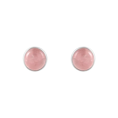 5 MM Natural Gemstone 925 Sterling Silver Hypoallergenic Studs Earrings Jewelry for Women Dainty Trendy Antiqued Silver Birthstone Earrings Jewelry Gifts for Women and Her - color: Rose Quartz