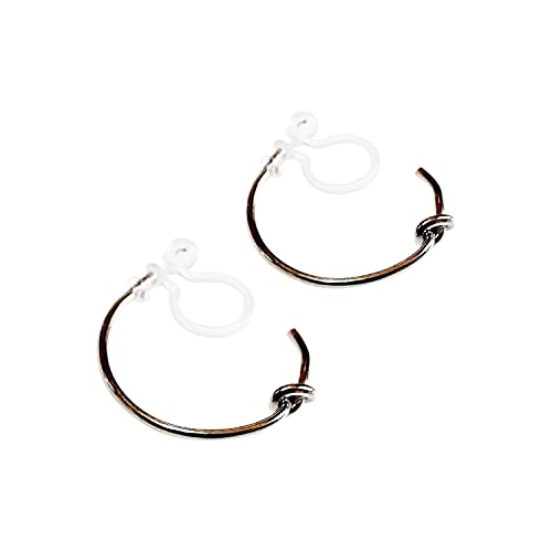 Hoop Invisible Clip On Earrings for Women Not Pierced Gold Small Twisted Hoop Comfortable Silver Large Clip On Earrings - color: Silver
