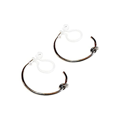 Hoop Invisible Clip On Earrings for Women Not Pierced Gold Small Twisted Hoop Comfortable Silver Large Clip On Earrings - color: Silver