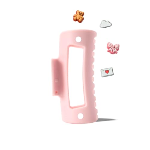 Mello Medium Charm Hair Clip - Flexible Comfort Hair Claw for Women, For Thick & Thin Hair Styling, Durable Material, Matte Non-Slip Finish, Made in Korea, Patent Pending (Medium Clip, 4 Charms) - color: Pink Clip, 4 Charms