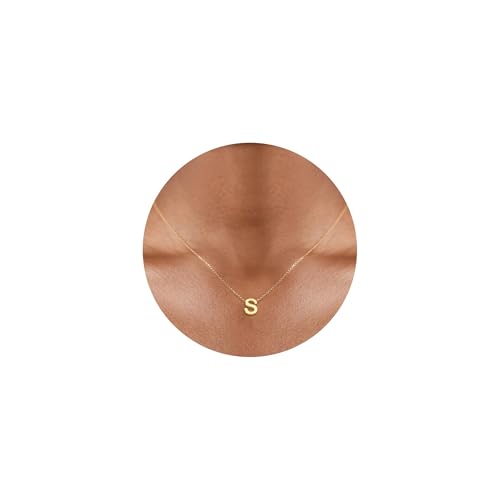 Gold Initial Necklace for Women - Dainty Letter Pendant Necklaces, Adjustable 18+3 Inch Chain, Personalized Gift Trendy Jewelry for Mom, Daughter, Wife (Choose Letter A-Z) - color: S