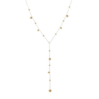 18K Gold Plated Minimalist Drop Y-Shaped Necklace for Women | Simple Lariat Necklace, Minimalist Everyday Jewelry,Y-Shaped Necklace - style: Y Bead Dangle-Gold
