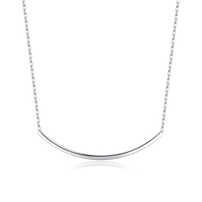 SLUYNZ Solid 925 Sterling Silver Minimalist Bar Choker Necklace for Women Teens Curved Tube Bar Pendant Necklace - color: A-Sterling Silver