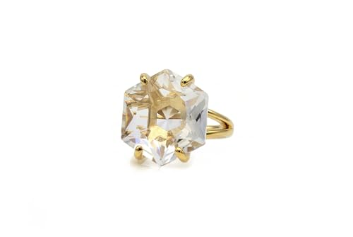 Hexagon Clear Quartz in Prongs - Custom Sterling Silver Engagement Statement Ring - Handmade Gemstone Jewelry for Women
