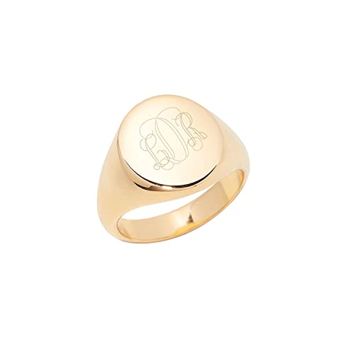 Brook & York Personalized Initial Signet Ring - Gold Tone Custom Initial Ring - Women's Personalized Ring - Gift for Her - Gifts for Mom - style: gold-plated, 5