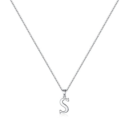 Turandoss S925 Sterling Silver Initial Necklaces for Women, Dainty Hypoallergenic Letter Initial Pendant S925 Sterling Silver initial Necklace for Women Jewelry Gifts - style: S