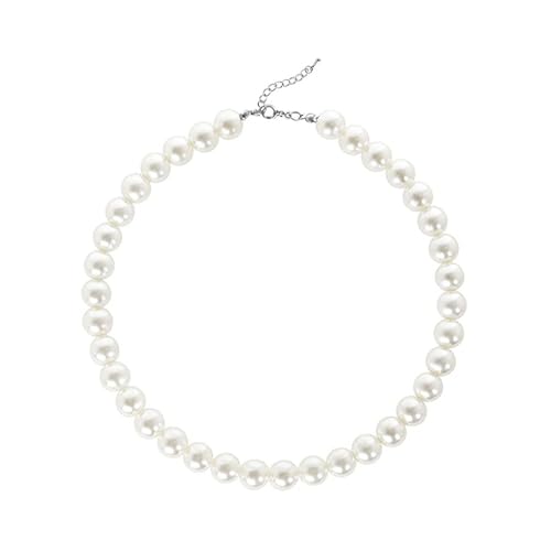 Chunky Pearl Choker Necklace - Stackable Statement Wedding Party Jewelry Gift - size: 12mm pearl