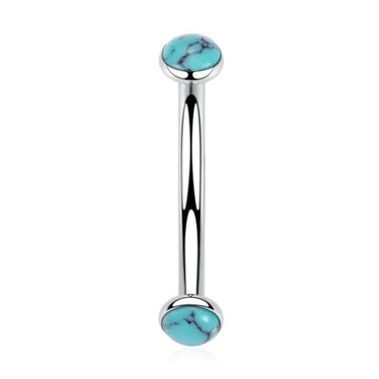GAGABODY Titanium Eyebrow Jewelry - Curved Barbell & Labret Stud, 16g - Belly Button Ring & Cartilage Earring - Opal Bridge Jewelry - color: 1Pc-Silver+ Blue Turquoise-Disc Shape