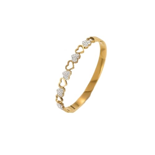 Gold Bangle Bracelets Set Stainless Steel Heart Stack Bracelet Hypoallergenic Dainty Bracelet For Women - color: Style 1