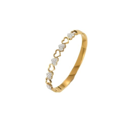 Gold Bangle Bracelets Set Stainless Steel Heart Stack Bracelet Hypoallergenic Dainty Bracelet For Women - color: Style 1
