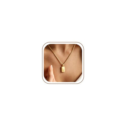 Initial Necklaces 18K Gold Plated,Gold Necklace for Women | Waterproof and Sweat-Resistant / Reinforced Box Chain,Long-Lasting Color Retention - color: T