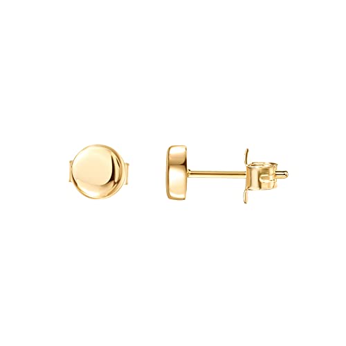 PAVOI 14K Gold Plated 925 Sterling Silver Tiny Stud Earrings for Women - Dainty Circle, Triangle, Bar Earrings - Hypoallergenic Minimalist Geometric Jewelry Small Gold Studs for Women - style: Circle