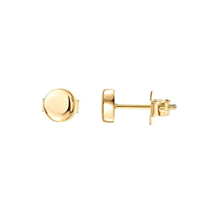 PAVOI 14K Gold Plated 925 Sterling Silver Tiny Stud Earrings for Women - Dainty Circle, Triangle, Bar Earrings - Hypoallergenic Minimalist Geometric Jewelry Small Gold Studs for Women - style: Circle