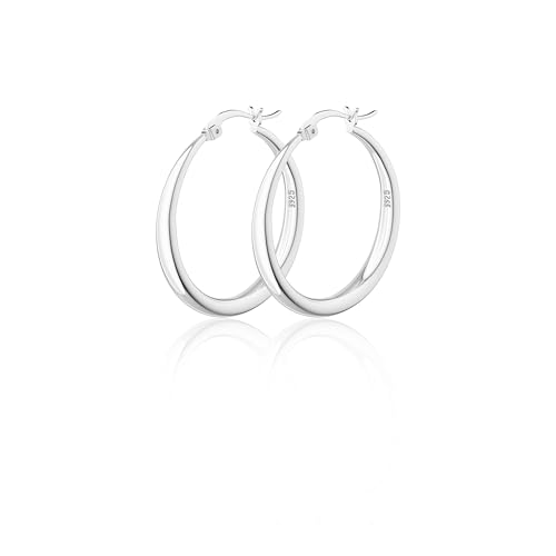 Robaice 925 Sterling Silver Hollow Hoop Earrings for Women, 30/40/50/60mm | Lightweight hollow circle hoops with a clean polished profile, hypoallergenic for everyday wear - size: 30mm
