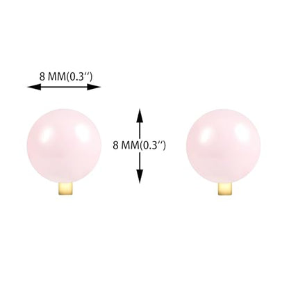 YOQUCOL Simulated Freshwater Pearl Clip On Earrings Not Pierced Elegant Stud Jewelry For Women - color: 8MM-Pink