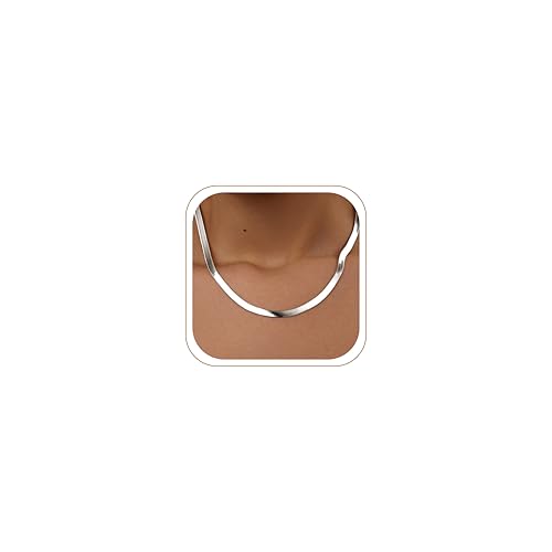WomenGifts 14K Gold Silver Plated Herringbone Necklace for Women, Dainty Snake Chain Choker, Trendy Simple Long Layered Jewelry Non Tarnish, 3/4/5/8mm,14,16,18,20,22,24,26 Inch Thin & Chunky Options - color: Silver, style: 5mm-18inch