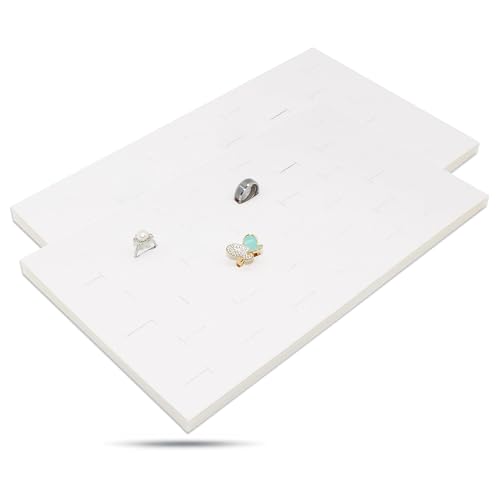 TheDisplayGuys For Your Modern Living 2-Pack 36-Ring Holders Velvet Foam Padding Jewelry Inserts - Tray/Case Liners - Retail Display, Storage (White) by The Display Guys - color: White, size: Ring Slots - 36