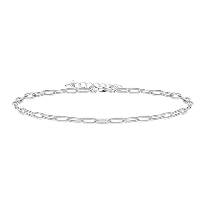 PAVOI 14K Gold Plated Chain Anklets for Women - Minimalist Link Chain Ankle Bracelet - Dainty Gold Anklets for Women - Trendy Summer Beach Jewelry Gifts - Snake, Figaro, Mariner, Paperclip, Beaded - style: Paperclip