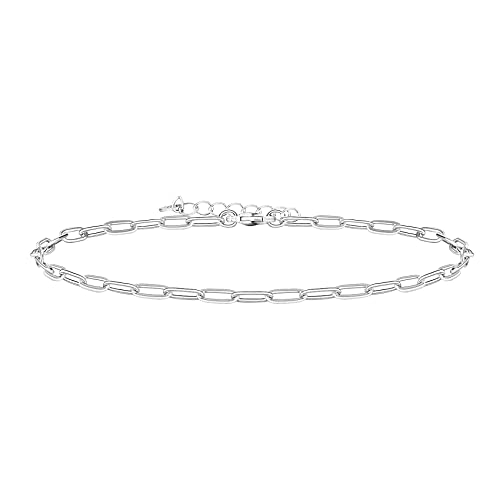 PAVOI 14K Gold Plated Chain Anklets for Women - Minimalist Link Chain Ankle Bracelet - Dainty Gold Anklets for Women - Trendy Summer Beach Jewelry Gifts - Snake, Figaro, Mariner, Paperclip, Beaded - style: Paperclip