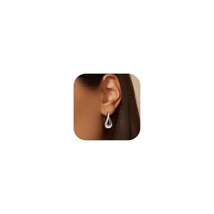 Gold Silver Huggie Hoop Earrings for Women 18K Gold & Sterling Silver Plated Cubic Zirconia Hoop Earrings Double Small Huggie Earring Lightweight Hypoallergenic Trendy Jewelry Gift - color: 03-Minimalist Silver