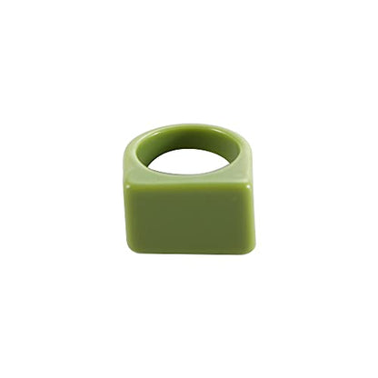 Colorful Transparent Resin Rings Finger Rings,Geometry Rings Set Candy Color Marbling Thumb Rings(Green) - color: Green