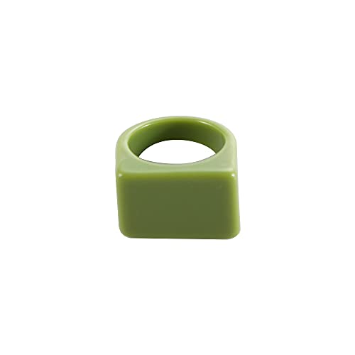Colorful Transparent Resin Rings Finger Rings,Geometry Rings Set Candy Color Marbling Thumb Rings(Green) - color: Green