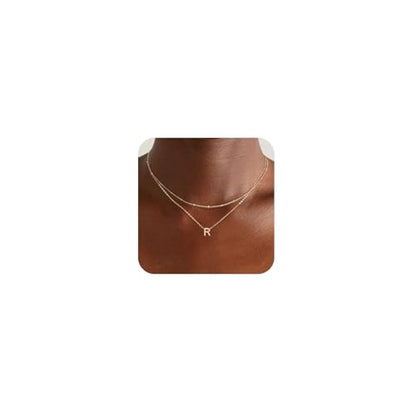 Gold Initial Necklaces for Women, 14k Gold Plated Round Letter A-Z Pendant Necklace Trendy Capital Monogram Necklace Dainty Name Pendant Necklace for Women Jewelry Gifts - style: Gold R