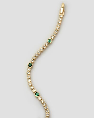 Gold Bracelets for Women, 3mm Cubic Zirconia Tennis Bracelet 7 Inch Gold Jewelry - color: Green