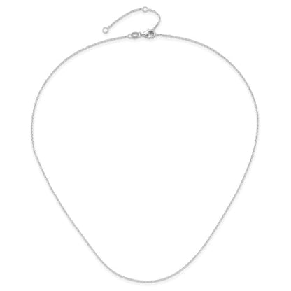 Sonia Jewels Real 14k White Gold 1.10mm Diamond-Cut Rolo 1in + 1in Adjustable Chain Necklace - with Secure Lobster Lock Clasp 18"