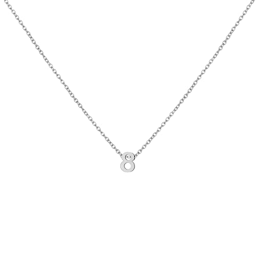 Number Necklace for Women Dainty 18K Gold Plated Pendant Necklace Charm Birth Month Personalized Jewelry Birthday Gift - color: SILVER, style: Number 8