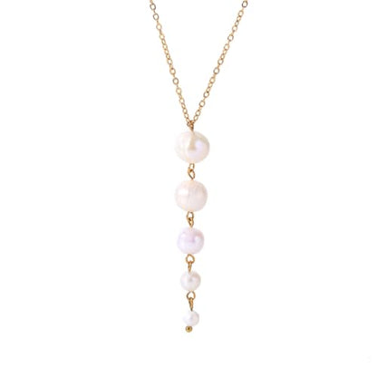 Pearl Necklace for Women, Dainty Pearls Choker Necklace for Women 14K Gold Plated Layered Pendant Necklace Handmade Gold Chain Necklace Everyday Jewelry Gift - color: Y Five Pearls