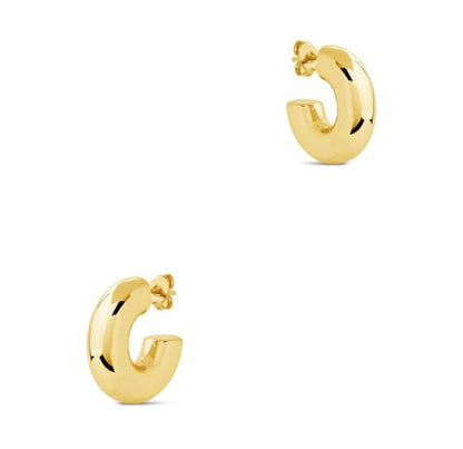 CONRAN KREMIX Waterproof Chunky Gold Hoops Earrings for Women Non Tarnish, Thick Gold Plated Circle Open Hoop,Lightweight Hollow Earrings Trendy - color: 19MM-Gold