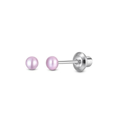 Pearl Screw Back Stud Earrings, 925 Sterling Silver Hypoallergenic - color: Purple, size: 3mm-Small