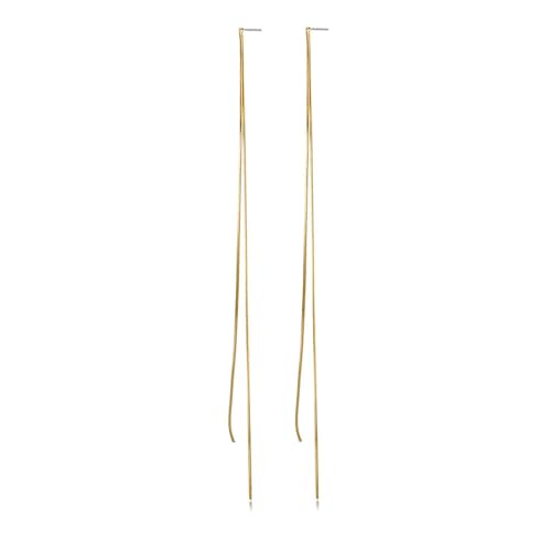 Tassel Earrings for Women Gold Plated Silver Chain Earrings Dainty Minimalist Dangle Drop Studs - color: C-Gold with Two Chains