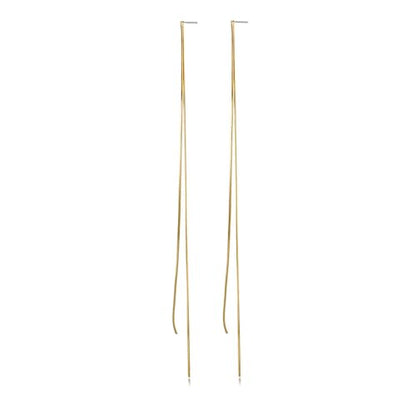 Tassel Earrings for Women Gold Plated Silver Chain Earrings Dainty Minimalist Dangle Drop Studs - color: C-Gold with Two Chains