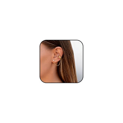 Ear Cuff Stud Earrings for Women Tassel Drop Dangle Hoop Clip Earrings Trendy Chain Climber Crawler Earrings Cubic Zirconia Huggie Hoop Cartilage Earring Fashion Jewelry Birthday Party - color: AG