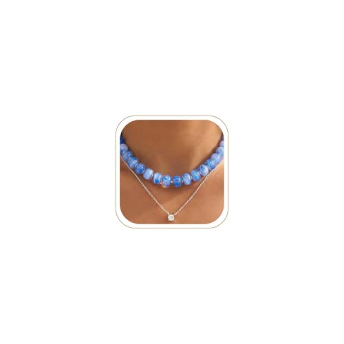 Chunky Beaded Necklace for Women, Colorful Trendy Statement Summer Jewelry Gift - color: necklace-32