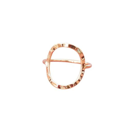 Skinny Open Circle Ring For Women 925 Sterling Silver Hammered Design Geometric Ring Eternity karma Statement Ring For Birthday By DyeandDesign - color: Rose Gold plated