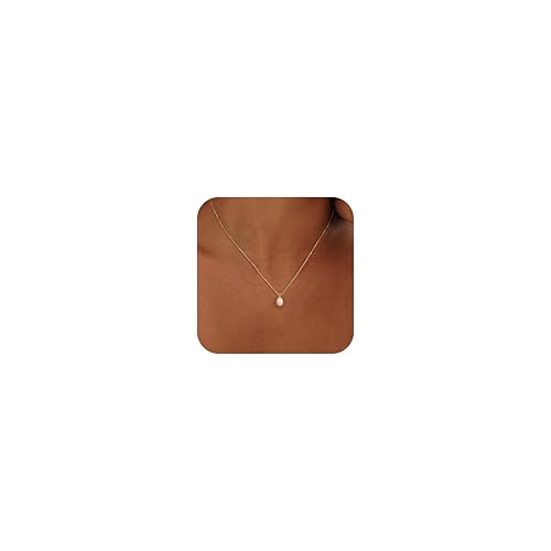 Pearl Necklaces for Women Trendy,14k Gold Plated Pearl Pendant Necklace Dainty Wedding Necklace Small Cute Gold Choker Necklace for Women Non Tarnish Gold Prom Jewelry Fashion Bridesmaids Gifts - color: GOLD-Boxchain pearl necklace