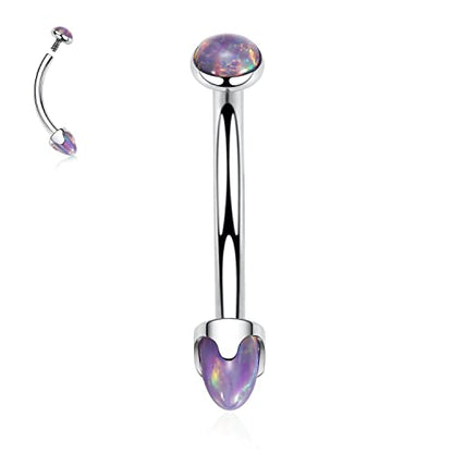 GAGABODY Titanium Eyebrow Jewelry - Curved Barbell & Labret Stud, 16g - Belly Button Ring & Cartilage Earring - Opal Bridge Jewelry - color: 1Pc-Arrow Shape Purple Opal