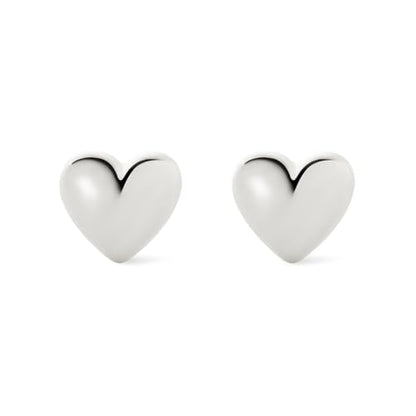 Ana Luisa Puffed Heart Earrings - Heart Charm Huggie Hoops and Earring Stud Styles - Dainty 14K Gold Plated, Silver Rhodium Plated & Mixed Metal Silver & Gold Earrings - Hypoallergenic Water-Resistant - color: Silver Stud