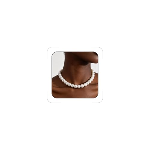 Pearl Necklaces for Women 60'' 70" Long Pearl Necklace 15.75'' Pearl Choker Necklace Chunky Bead Layered Faux Pearl Dangle Wedding Bridal 1920s Gatsby Christmas Costume Jewelry Gifts - color: White-15.75in-12MM