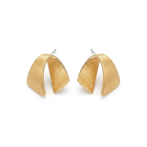 Jean Beau Chunky Gold Stud Earrings for Women Trendy Gold Plated Dangle Drop Prom Birthday Fashion Office Jewelry Gift - color: Gold Ribbon