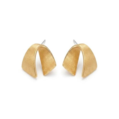 Jean Beau Chunky Gold Stud Earrings for Women Trendy Gold Plated Dangle Drop Prom Birthday Fashion Office Jewelry Gift - color: Gold Ribbon