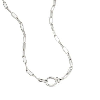 Mint & Lily Paperclip Chain Necklace for Women, Layering | 18K Gold Plated Adjustable Layering Chain Necklace, Hinge Clasp Charmn, Tarnish-Resistant, Waterproof, Jewelry Gift for Her - color: Silver