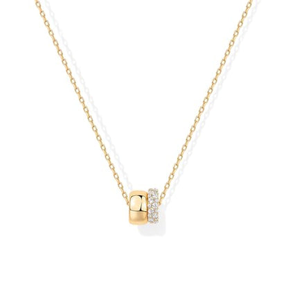 Zeffy Diamond Necklaces for Women, Dainty Gold Necklace 18k Gold Plated Layered Necklaces Simple Gold CZ Diamond Pendant Necklaces for Women Trendy Jewelry Gifts for Girls - color: Gold CZ Rondelle Necklace