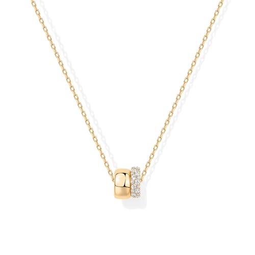Zeffy Diamond Necklaces for Women, Dainty Gold Necklace 18k Gold Plated Layered Necklaces Simple Gold CZ Diamond Pendant Necklaces for Women Trendy Jewelry Gifts for Girls - color: Gold CZ Rondelle Necklace