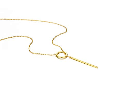 WLLAY 4Pcs Lariat Y Necklace Bar Earrings Set Minimalist Chic Drop Bar Y Chain Pendant Long Stick Dangle Earrings Sweater Jewelry
