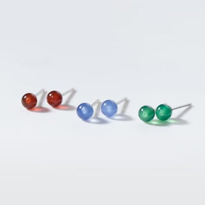 4mm Round Crystal Ball Stud Cartilage Earrings for Women 925 Sterling Silver Tiny Cute Artificial Birthstone 18g Tragus Post Hypoallergenic Piercing Ear Jewelry - color: Green