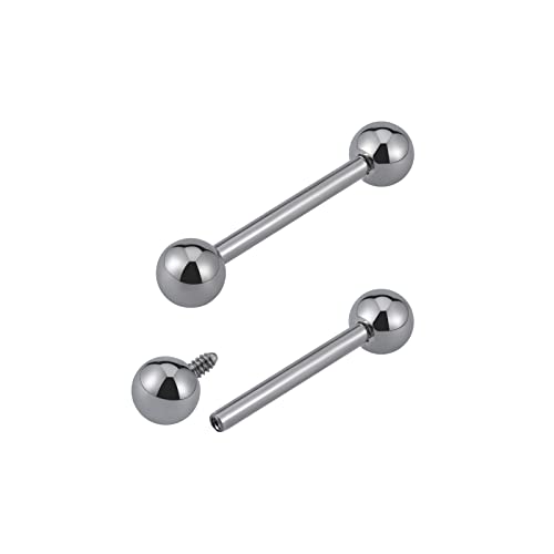 14G ASTM F136 Titanium Straight Barbell Rings for Nipple/Tongue/Dimply/Industrial - Internally Threaded Hypoallergenic Body Piercing Jewelry Gift for Women & Men, Nickel Free, Lead-Free - color: 14G(1.6mm), 5/8"(16mm), 5mm top